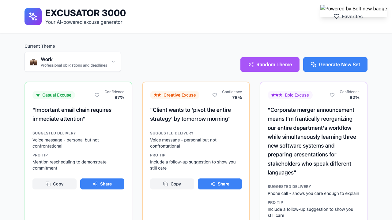 Excusator3000 preview