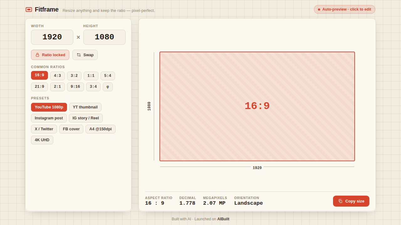 Fitframe preview