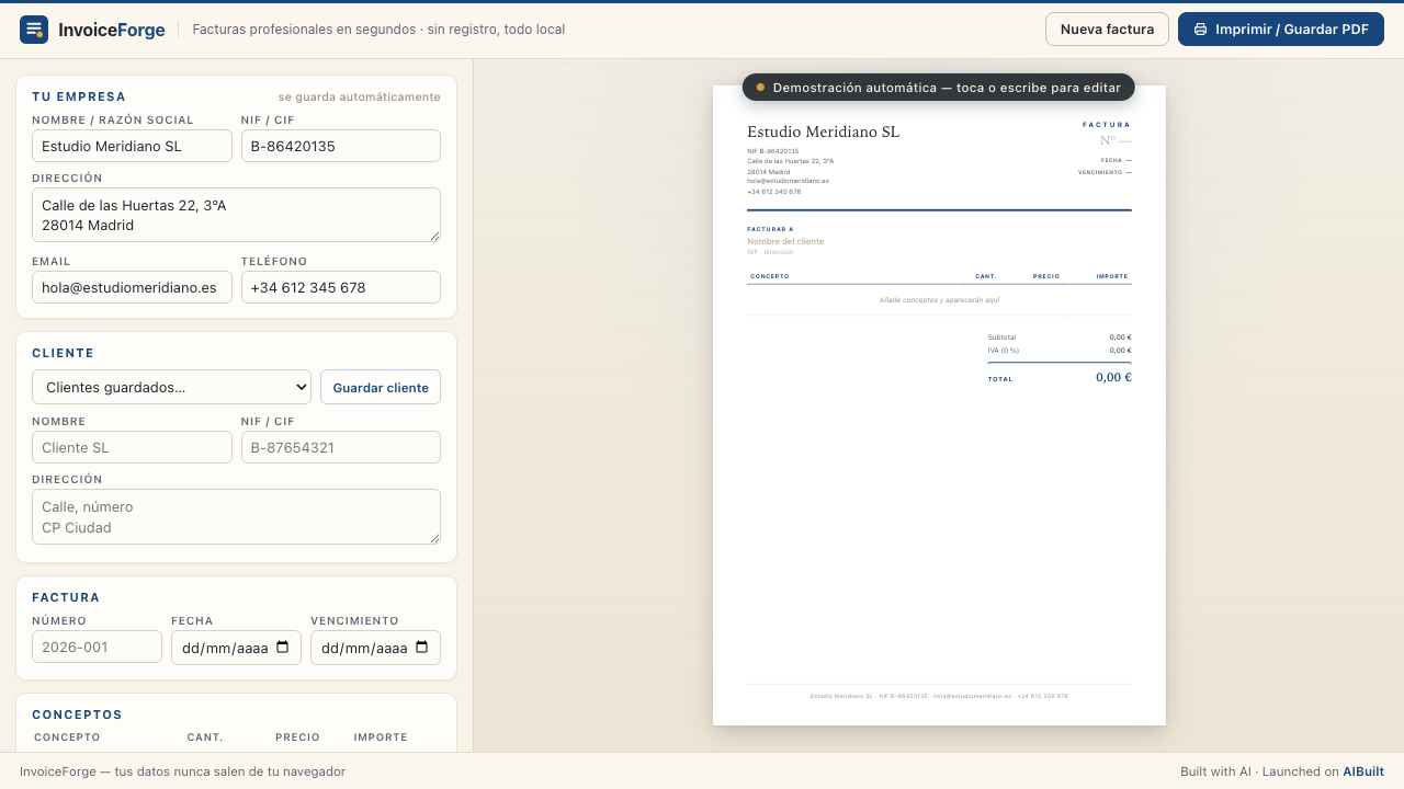 InvoiceForge preview