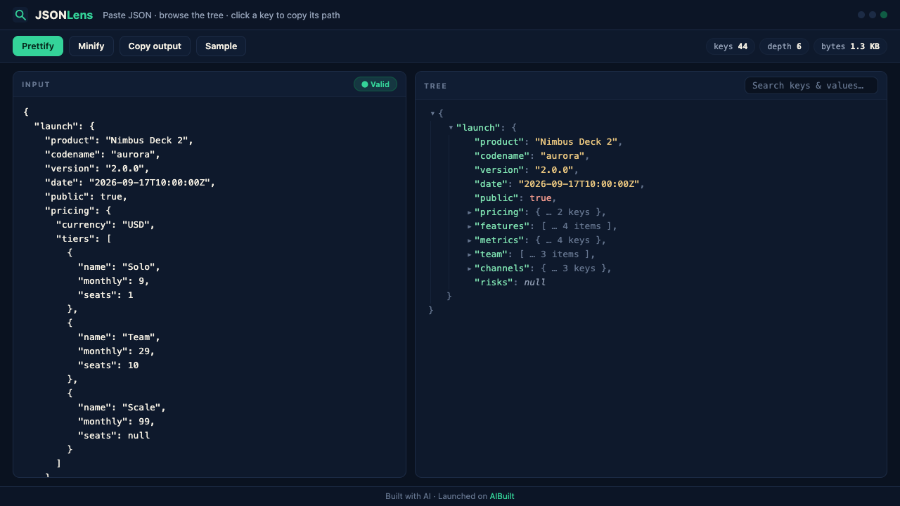JSONLens preview
