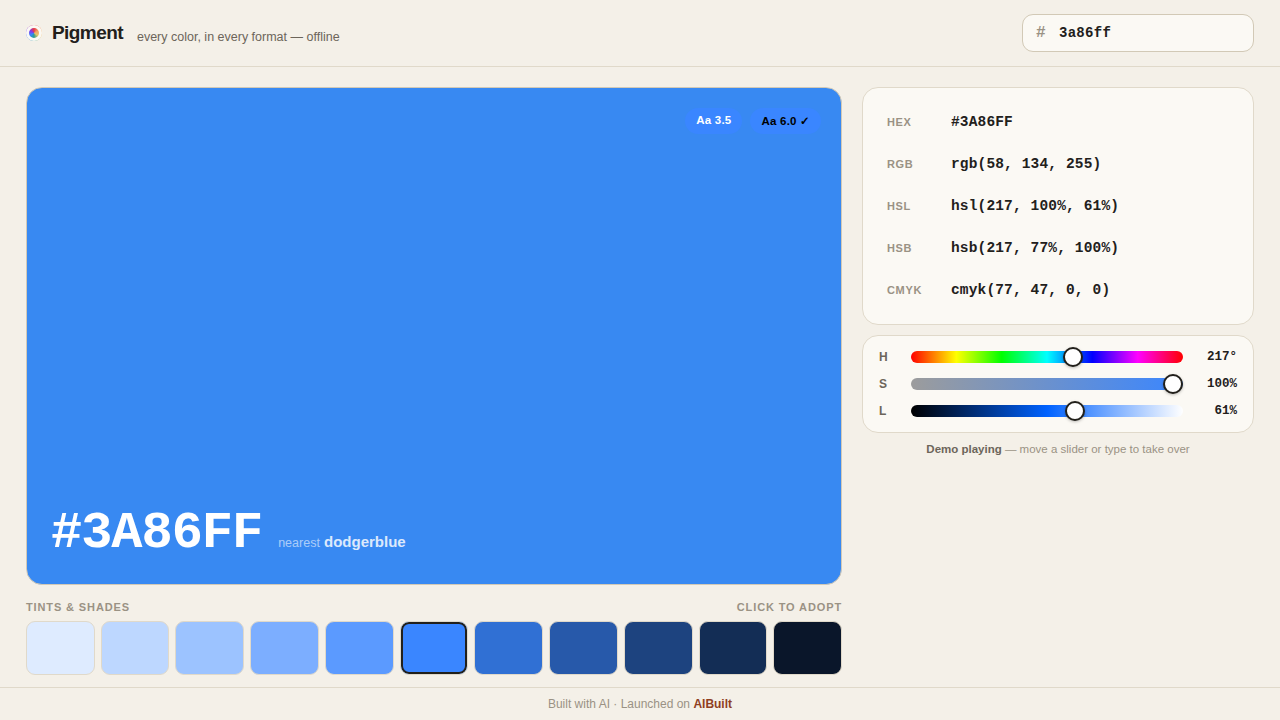 Pigment preview