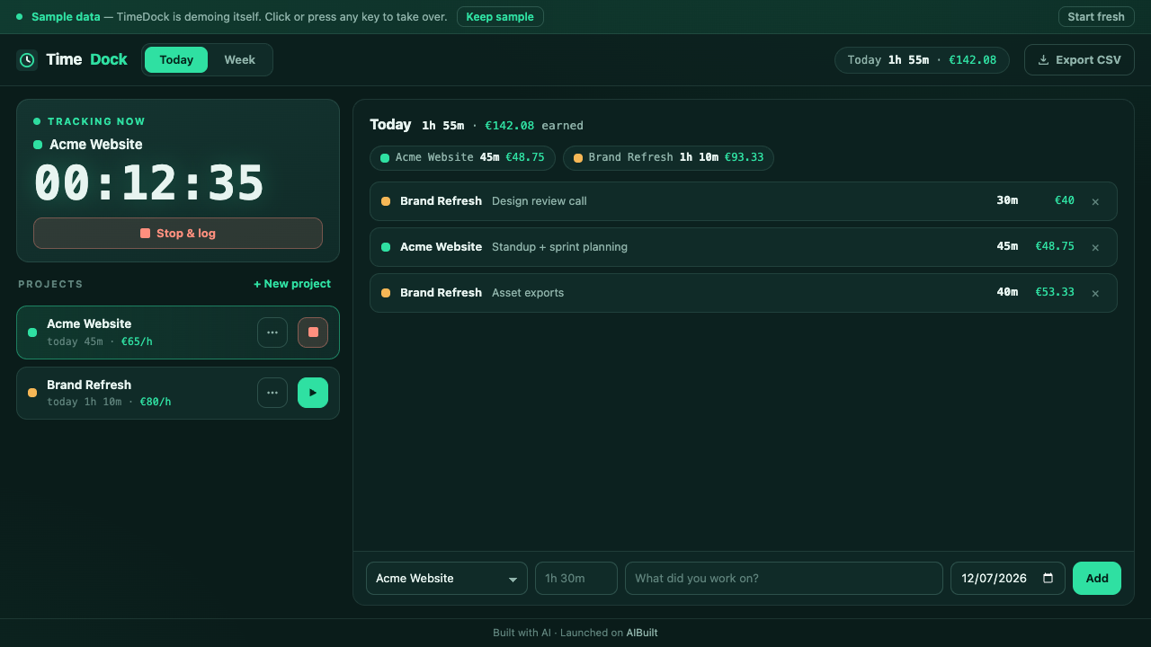 TimeDock preview
